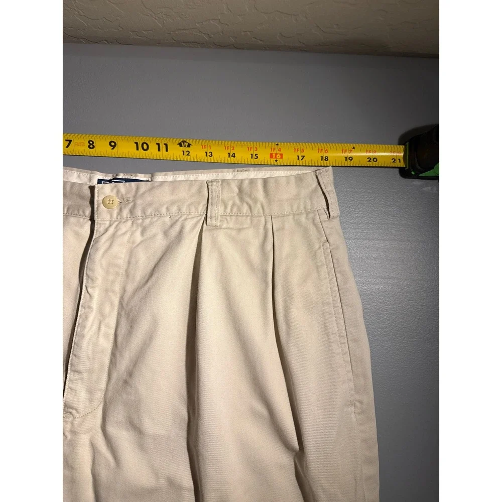 Polo Ralph Lauren Andrew Pant Mens 38x34 Khaki Vintage Double Pleated Chino Tan